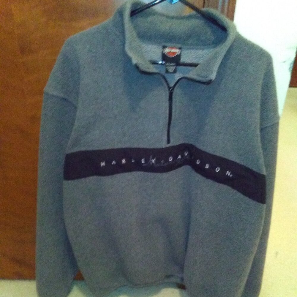 Harley Davidson AD Farrows MC gray fleece zippered pullover Unisex size XL